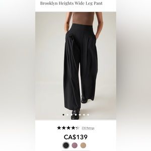 Athleta Brooklyn Heights black wide leg pants. Brand new. New w/o tag